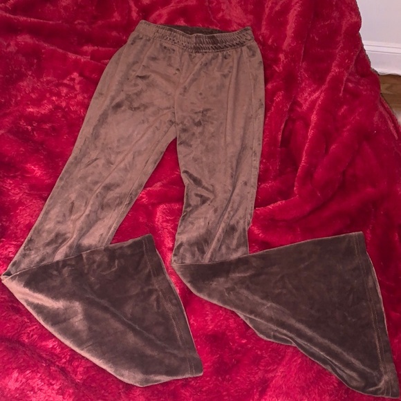 Charlotte Russe Pants - Brown Flare Velour Pants